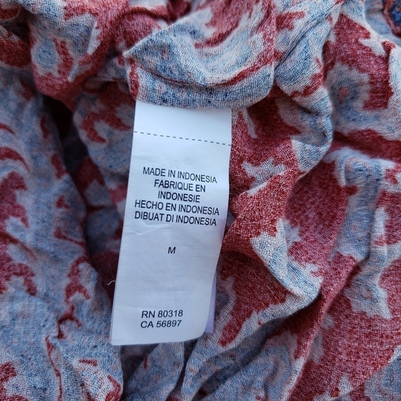 Lucky Brand Paisley Button Down Shirt Red M - Picture 9 of 9